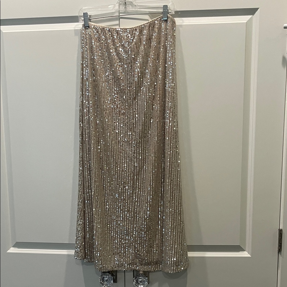 Old Navy Gold sequin Maxi Skirt size L NWT - Picture 5 of 7